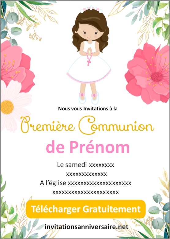 Faire-part de Communion fille