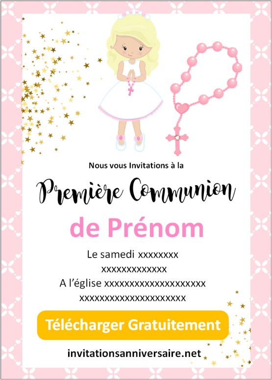 faire part 1ere communion fille