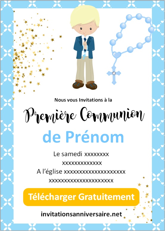 faire part 1ere communion garcon