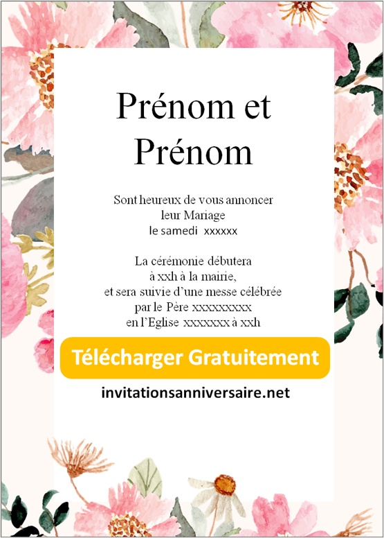 faire-part mariage à imprimer gratuit