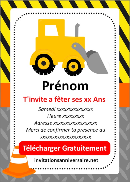 invitation anniversaire chantier à imprimer