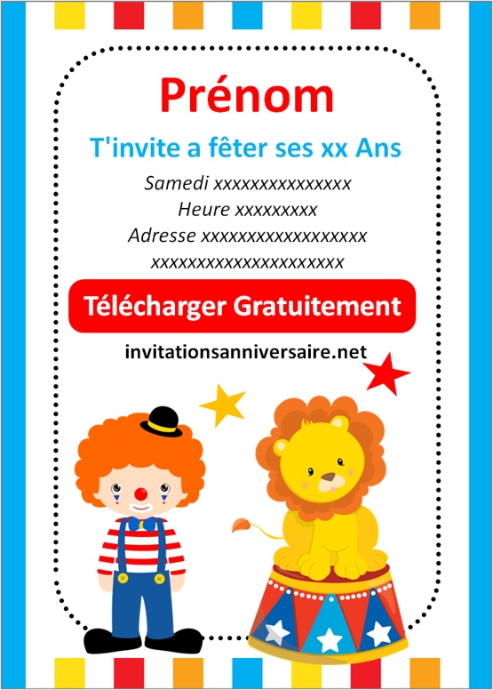 carte invitation anniversaire cirque