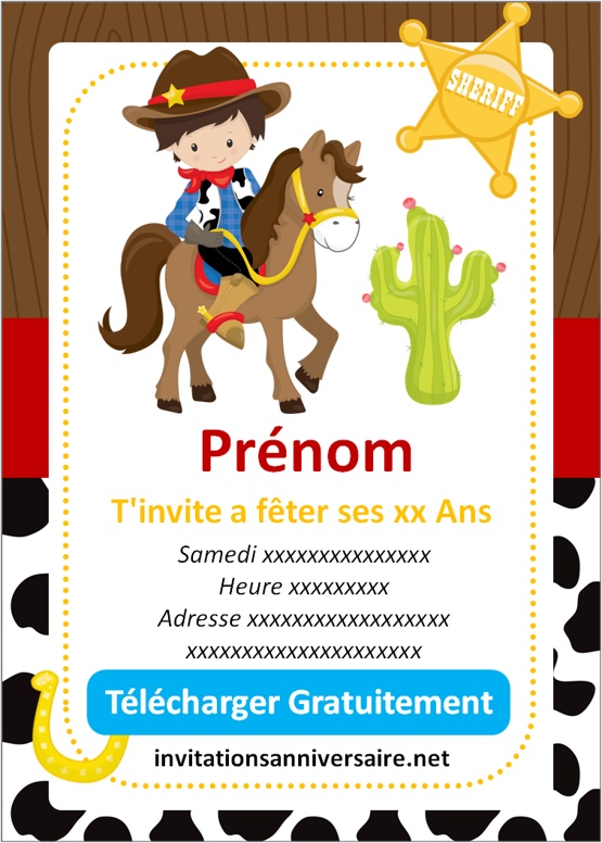 Invitation Anniversaire Cowboy