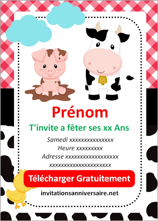 carte invitation anniversaire ferme