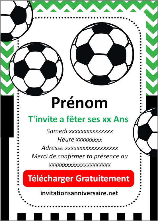 invitation anniversaire foot gratuit