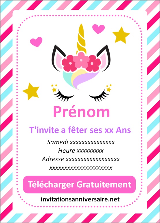 Invitation Anniversaire Licorne