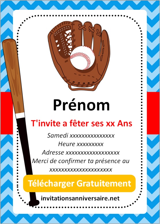 Invitation Anniversaire de Baseball