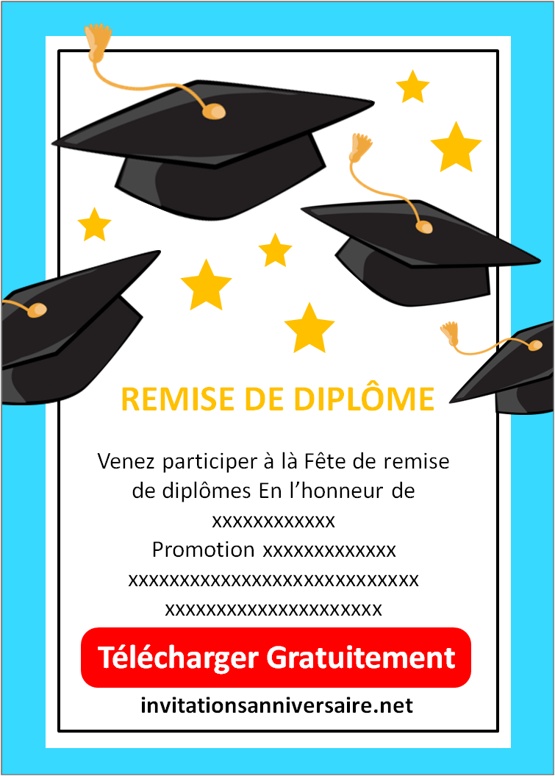 carte d'invitation pour remise de diplôme