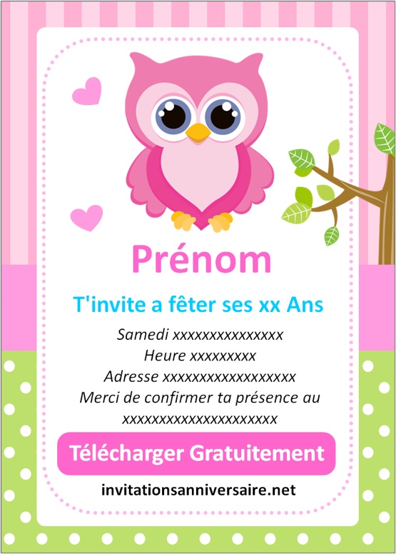 invitations anniversaire hibou