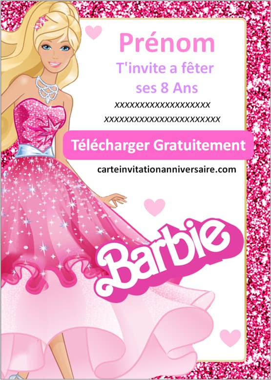 Invitation anniversaire Barbie