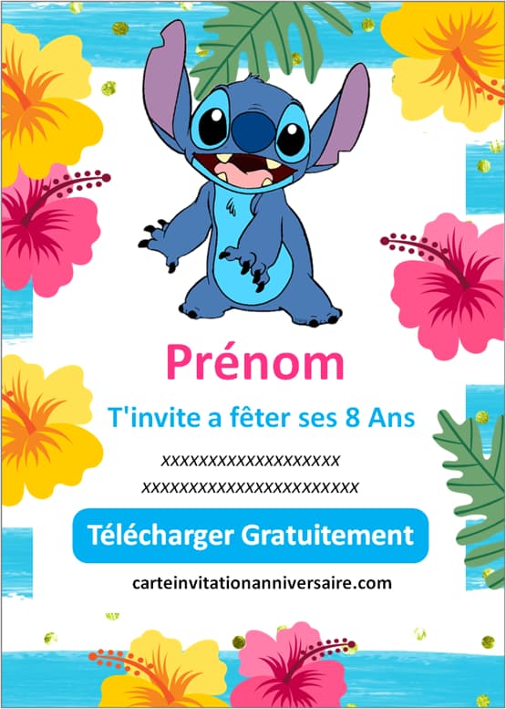 Invitation Stitch à imprimer gratuit