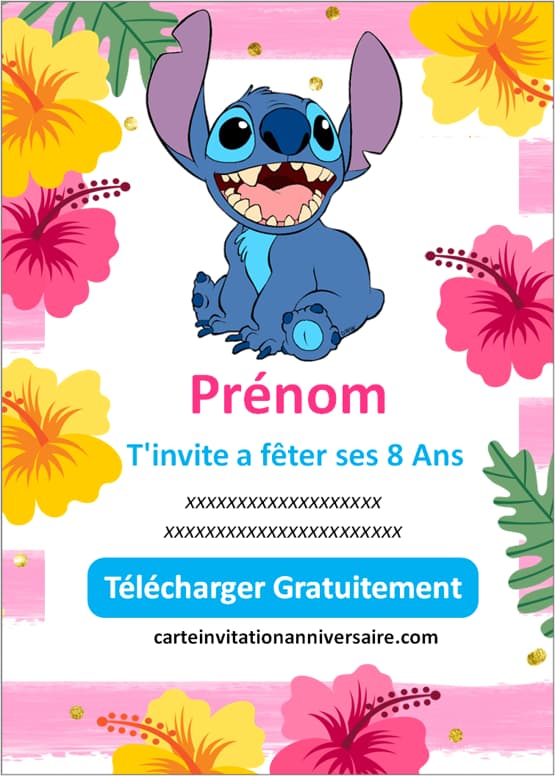 Invitation anniversaire Stitch à imprimer